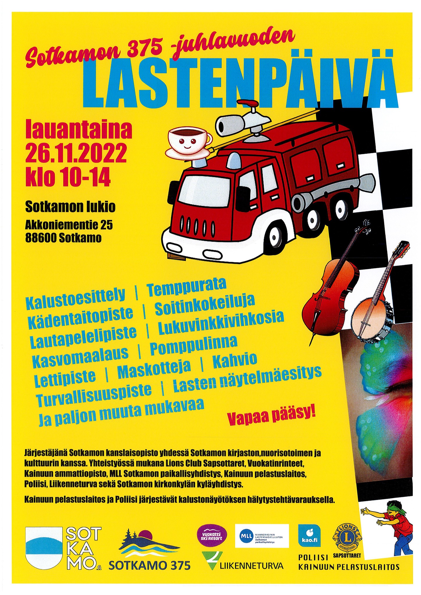 Lasten tapahtuma Sotkamon lukiolla 26.11.2022 